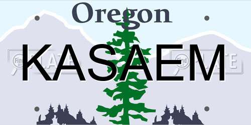 KASAEM Oregon License Plate