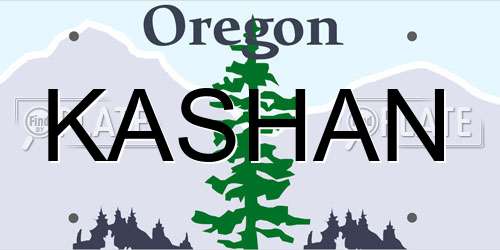 KASHAN Oregon License Plate