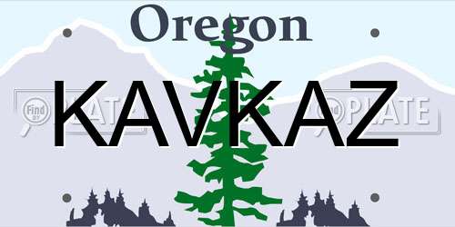 KAVKAZ Oregon License Plate