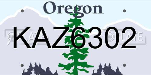 KAZ6302 Oregon License Plate