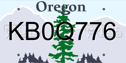 KB0Q776 Oregon License Plate