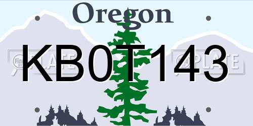 KB0T143 Oregon License Plate