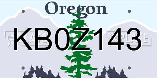 KB0Z143 Oregon License Plate