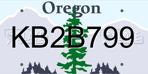 KB2B799 Oregon License Plate