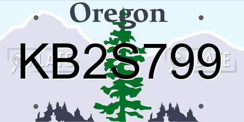 KB2S799 Oregon License Plate