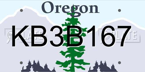 KB3B167 Oregon License Plate