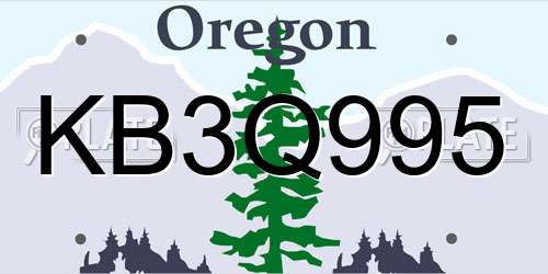 KB3Q995 Oregon License Plate