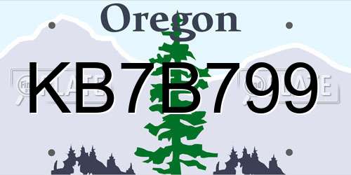 KB7B799 Oregon License Plate