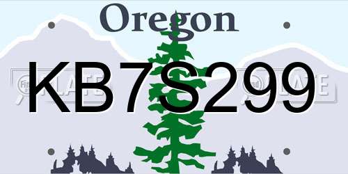 KB7S299 Oregon License Plate