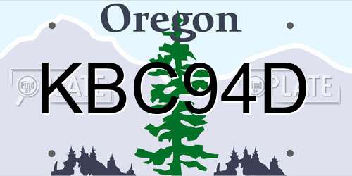 KBC94D Oregon License Plate