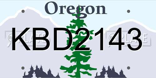 KBD2143 Oregon License Plate