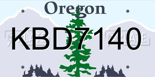 KBD7140 Oregon License Plate