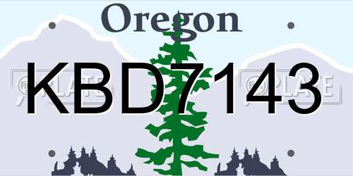 KBD7143 Oregon License Plate