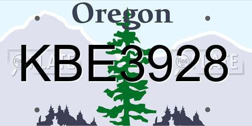 KBE3928 Oregon License Plate