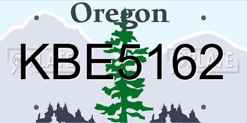 KBE5162 Oregon License Plate