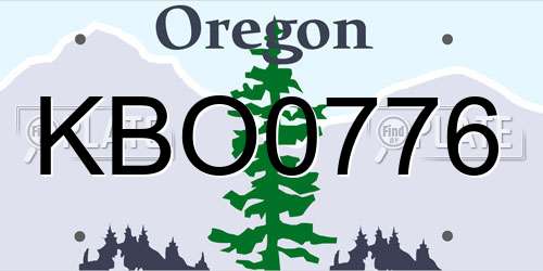 KBO0776 Oregon License Plate
