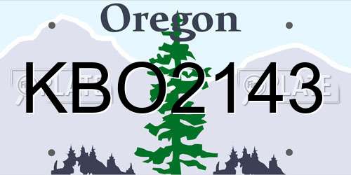 KBO2143 Oregon License Plate