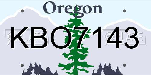 KBO7143 Oregon License Plate