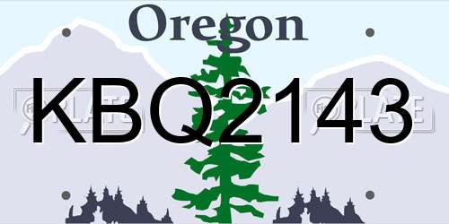 KBQ2143 Oregon License Plate