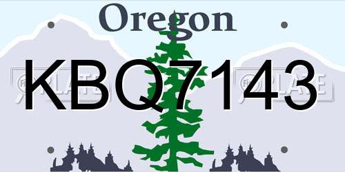 KBQ7143 Oregon License Plate