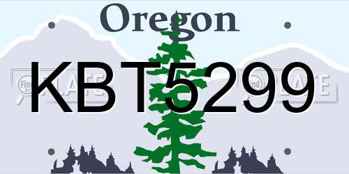 KBT5299 Oregon License Plate