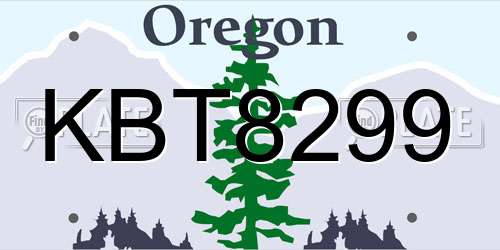 KBT8299 Oregon License Plate