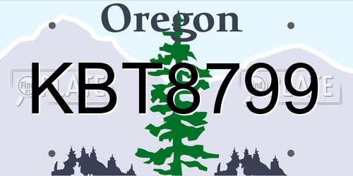 KBT8799 Oregon License Plate