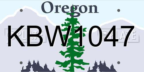 KBW1047 Oregon License Plate