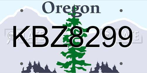KBZ8299 Oregon License Plate