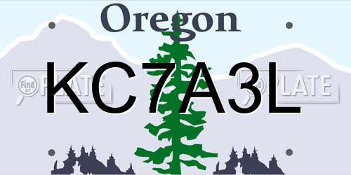 KC7A3L Oregon License Plate