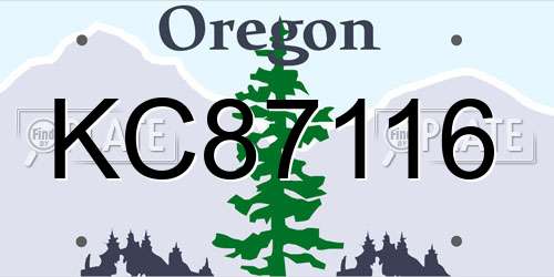 KC87116 Oregon License Plate