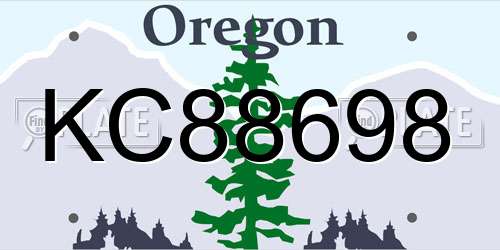 KC88698 Oregon License Plate