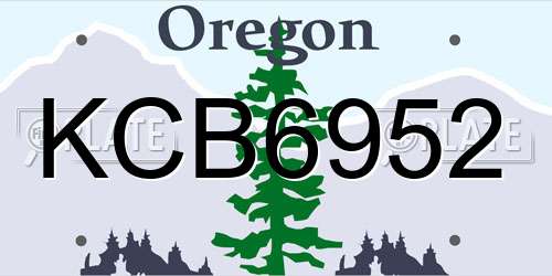 KCB6952 Oregon License Plate