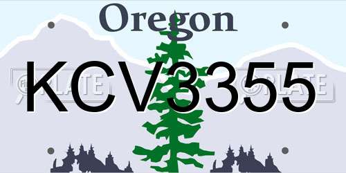 KCV3355 Oregon License Plate