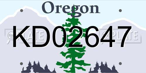 KD02647 Oregon License Plate