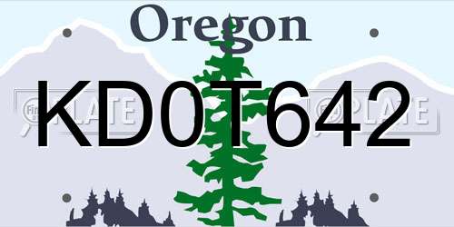 KD0T642 Oregon License Plate