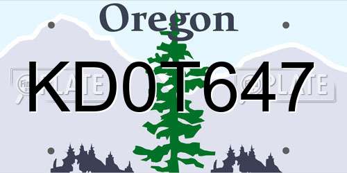 KD0T647 Oregon License Plate