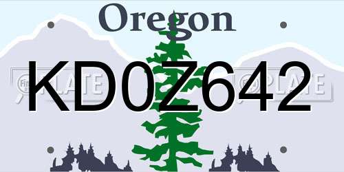 KD0Z642 Oregon License Plate
