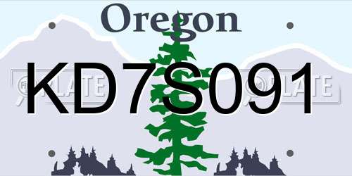 KD7S091 Oregon License Plate