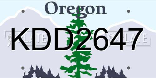 KDD2647 Oregon License Plate