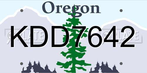 KDD7642 Oregon License Plate