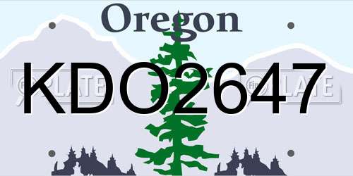 KDO2647 Oregon License Plate
