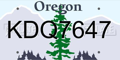 KDQ7647 Oregon License Plate