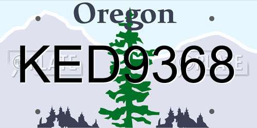 KED9368 Oregon License Plate