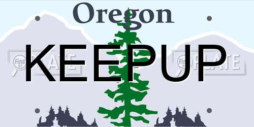 KEEPUP Oregon License Plate