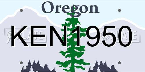 KEN1950 Oregon License Plate