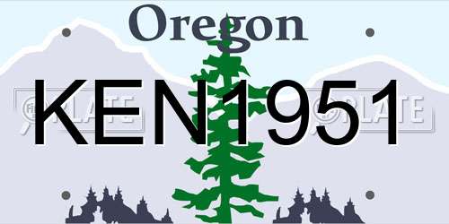 KEN1951 Oregon License Plate
