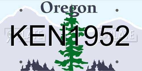 KEN1952 Oregon License Plate