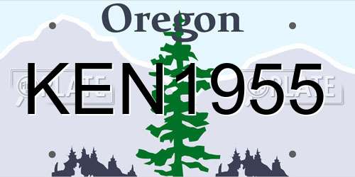 KEN1955 Oregon License Plate