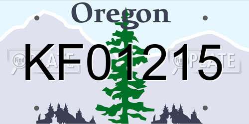 KF01215 Oregon License Plate